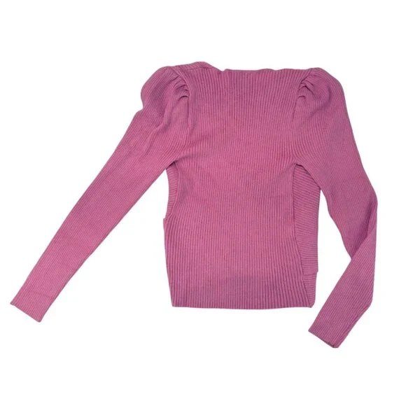 Pink Rose Ribbed Knit Wrap Sweater Medium Mauve Long Sleeve Top New - Picture 2 of 5